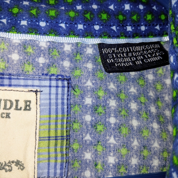 Panhandle Rough Stock XXL Men's Rodeo Shirt Blue Print Snap Western L/Sleeve - Picture 3 of 7